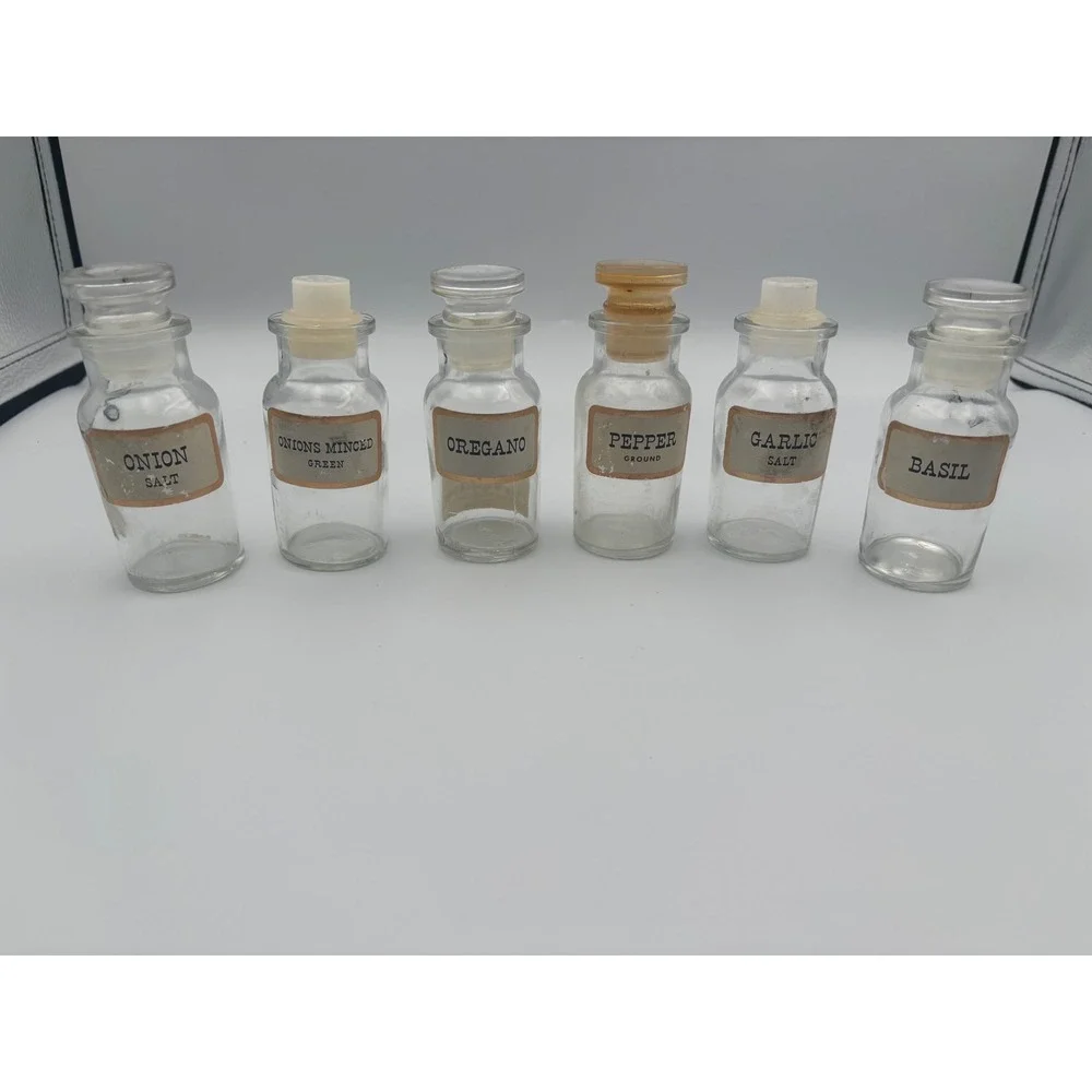 Vintage John Wagner & Sons Glass Spice Jars Apothecary Bottles Set of 11 Labels